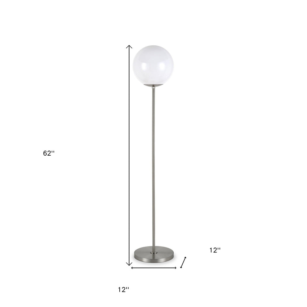 Silver Novelty Floor Lamp With White Plastic Globe Shade By Homeroots | Floor Lamps | Modishstore - 8