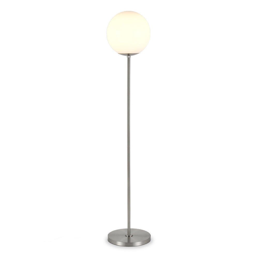 Silver Novelty Floor Lamp With White Plastic Globe Shade By Homeroots | Floor Lamps | Modishstore - 3