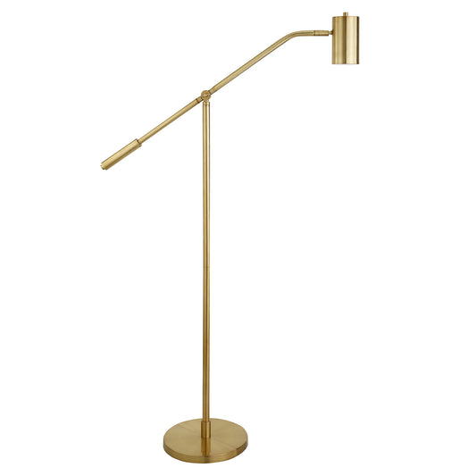 Brass Swing Arm Floor Lamp With Brass Drum Shade By Homeroots | Floor Lamps | Modishstore - 1