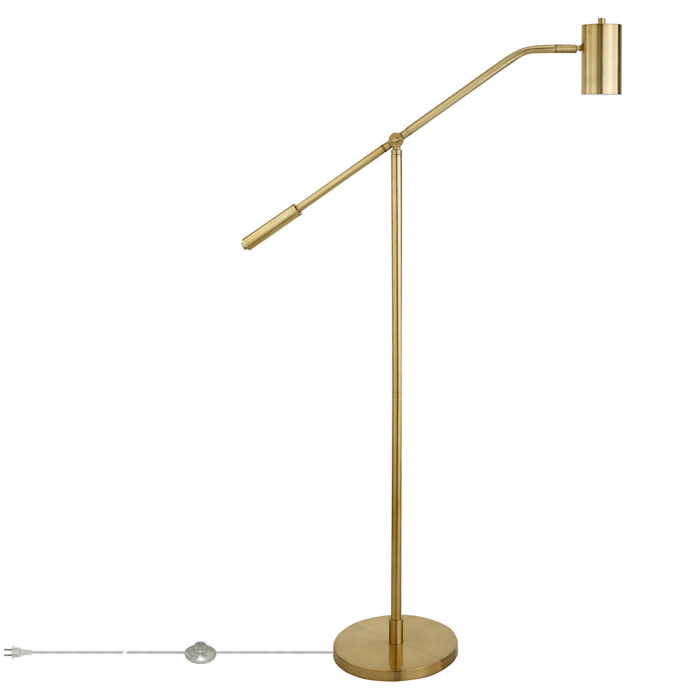 Brass Swing Arm Floor Lamp With Brass Drum Shade By Homeroots | Floor Lamps | Modishstore - 7
