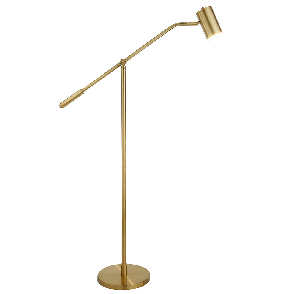 Brass Swing Arm Floor Lamp With Brass Drum Shade By Homeroots | Floor Lamps | Modishstore - 4