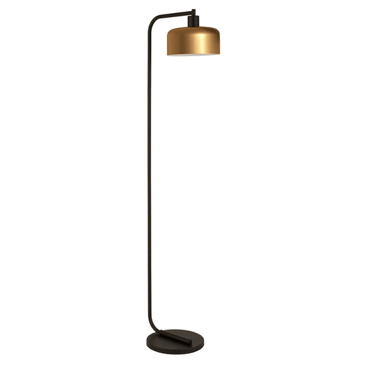 Black Arched Floor Lamp With Brass Bell Shade By Homeroots | Floor Lamps | Modishstore - 1