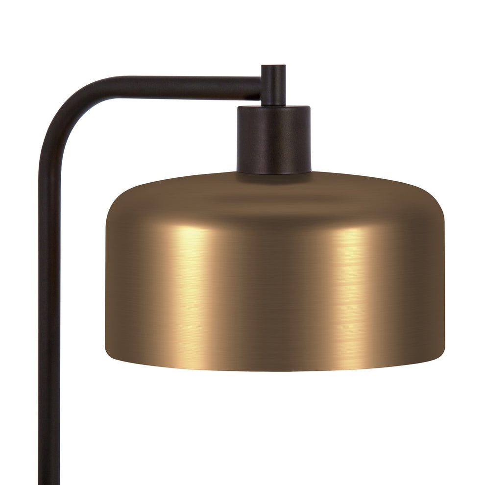 Black Arched Floor Lamp With Brass Bell Shade By Homeroots | Floor Lamps | Modishstore - 5
