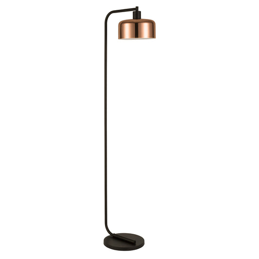 Black Arched Floor Lamp With Copper Metal Bell Shade By Homeroots | Floor Lamps | Modishstore - 1