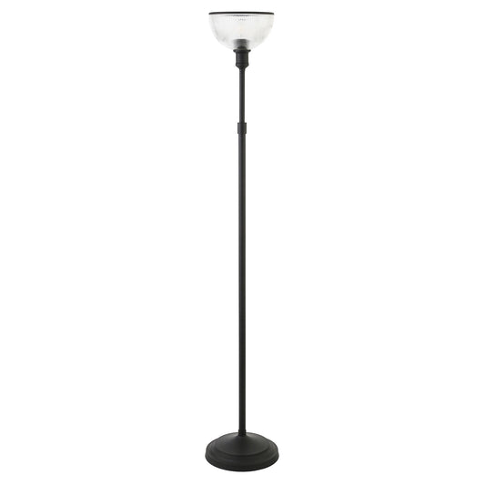 Black Novelty Floor Lamp With Clear Transparent Glass Dome Shade By Homeroots | Floor Lamps | Modishstore - 1