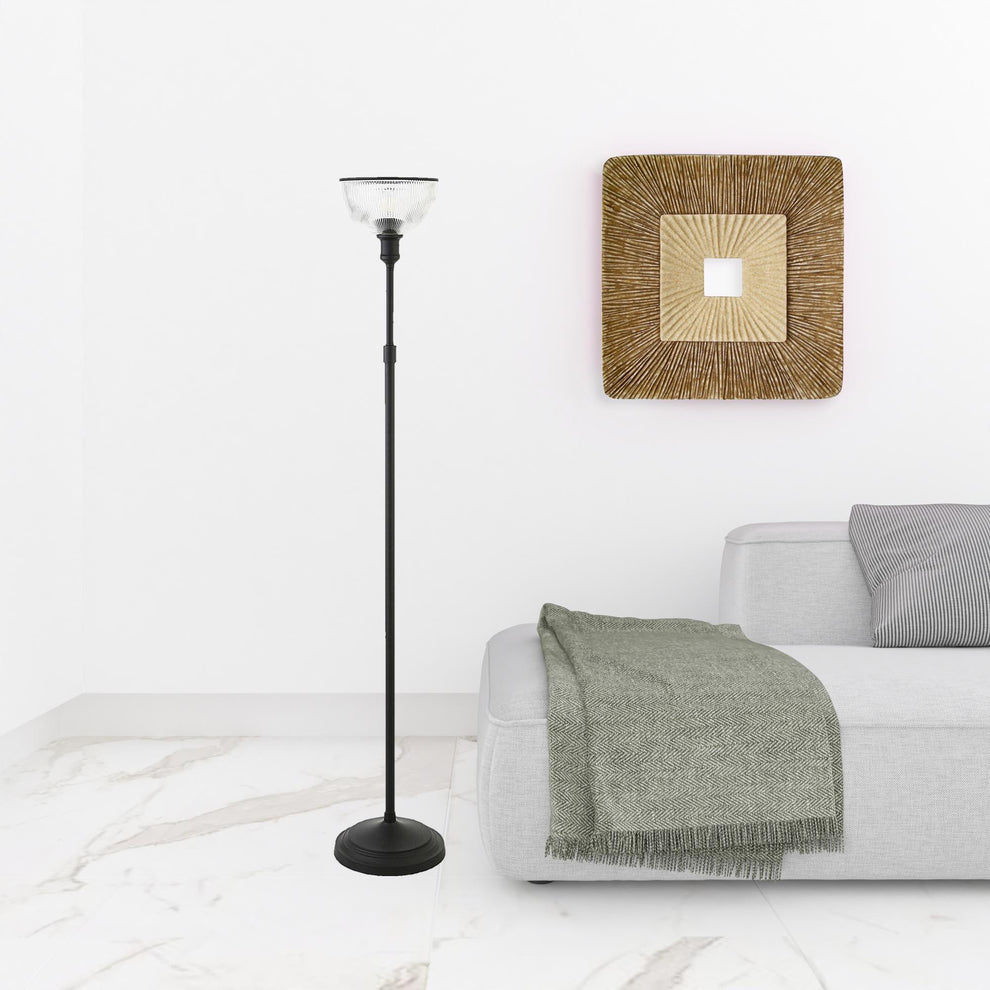 Black Novelty Floor Lamp With Clear Transparent Glass Dome Shade By Homeroots | Floor Lamps | Modishstore - 3