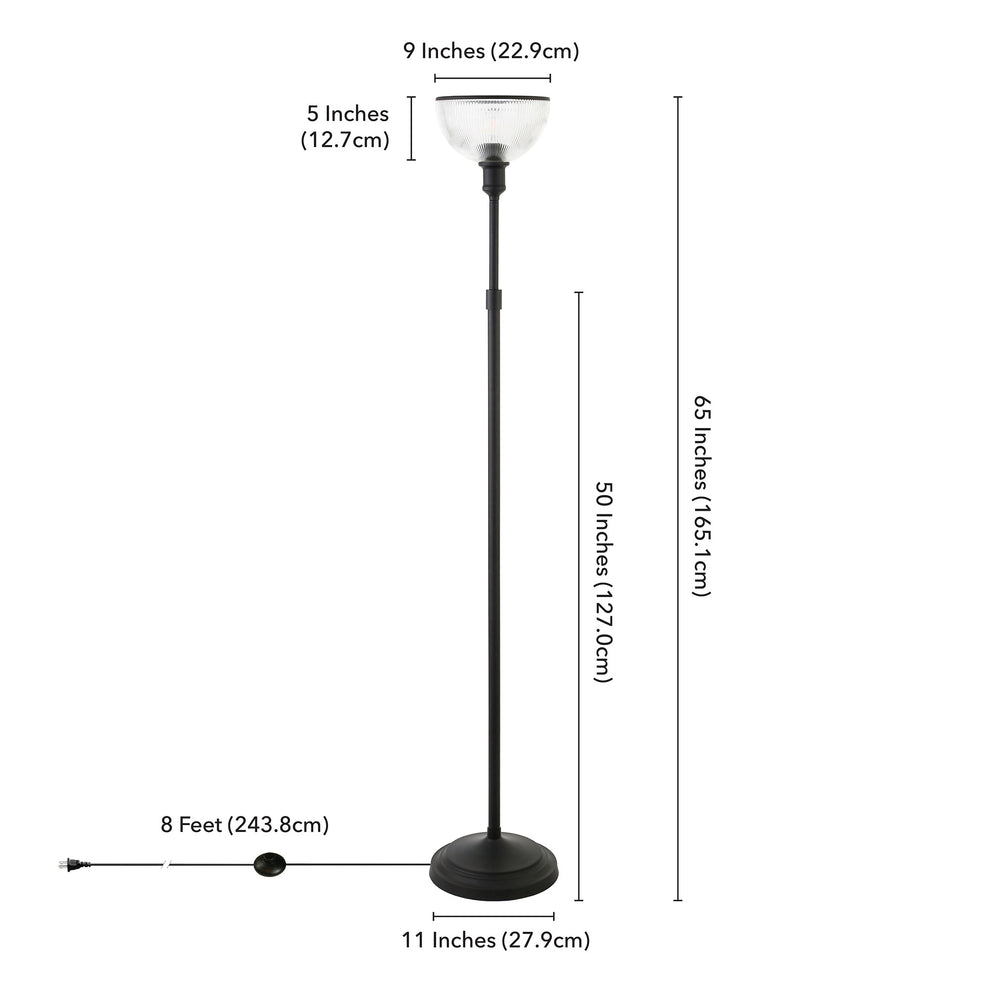 Black Novelty Floor Lamp With Clear Transparent Glass Dome Shade By Homeroots | Floor Lamps | Modishstore - 7