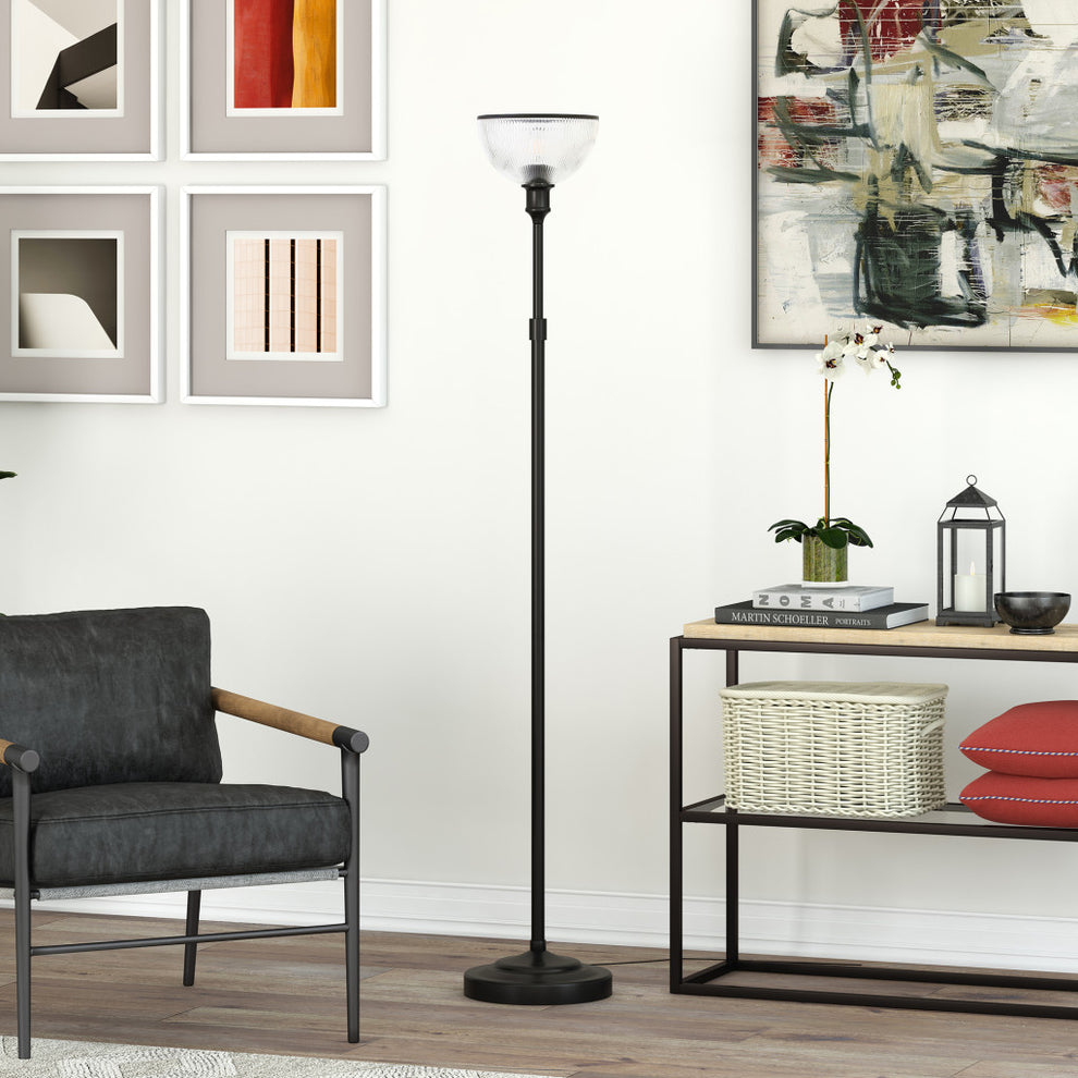 Black Novelty Floor Lamp With Clear Transparent Glass Dome Shade By Homeroots | Floor Lamps | Modishstore - 5
