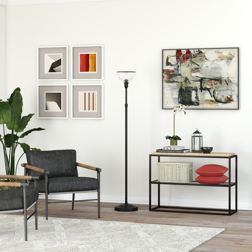 Black Novelty Floor Lamp With Clear Transparent Glass Dome Shade By Homeroots | Floor Lamps | Modishstore - 6