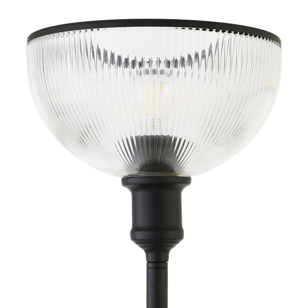 Black Novelty Floor Lamp With Clear Transparent Glass Dome Shade By Homeroots | Floor Lamps | Modishstore - 4