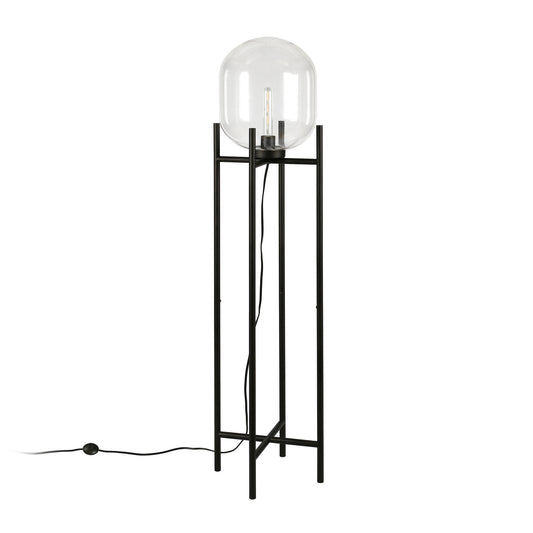 Black Novelty Floor Lamp With Clear Transparent Glass Globe Shade By Homeroots | Floor Lamps | Modishstore - 1