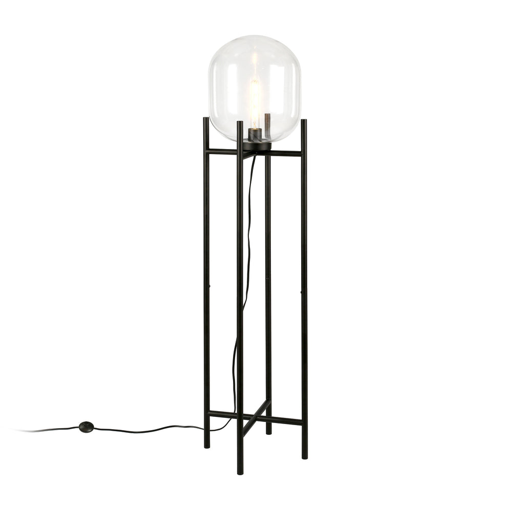 Black Novelty Floor Lamp With Clear Transparent Glass Globe Shade By Homeroots | Floor Lamps | Modishstore - 2