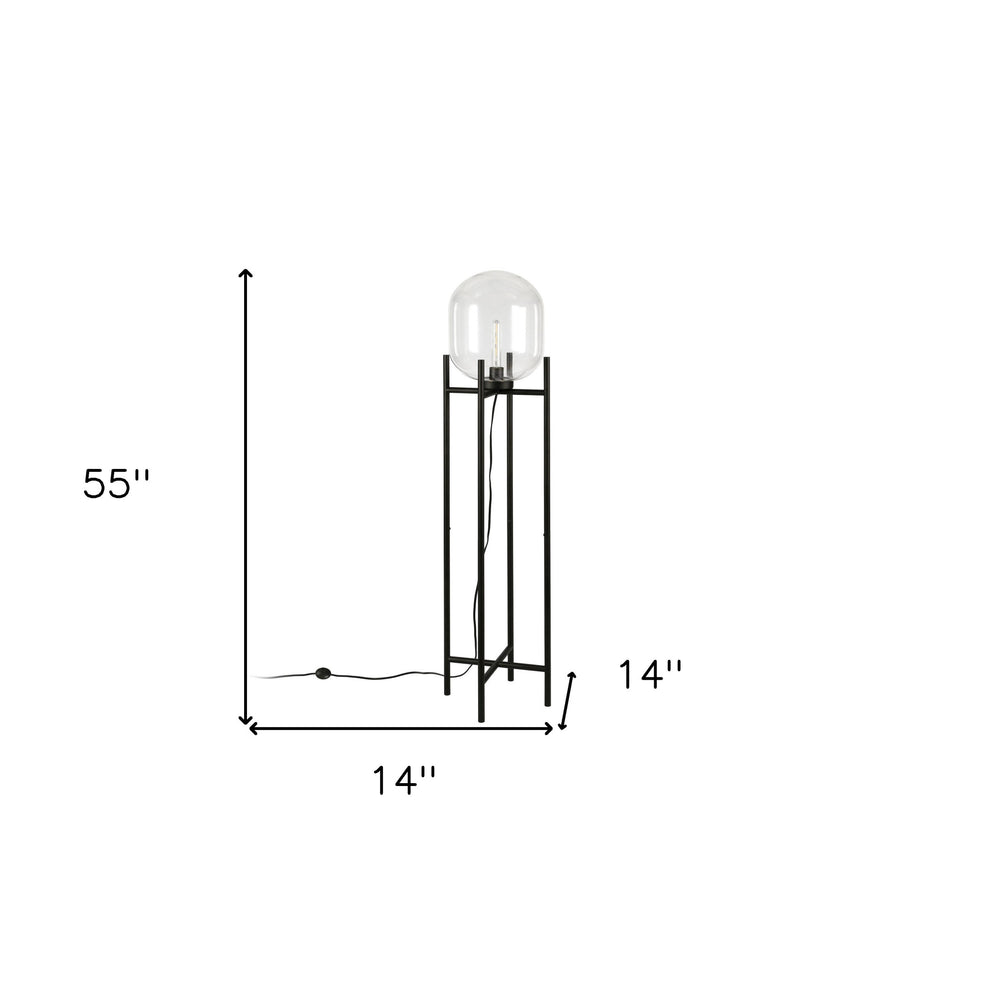 Black Novelty Floor Lamp With Clear Transparent Glass Globe Shade By Homeroots | Floor Lamps | Modishstore - 7