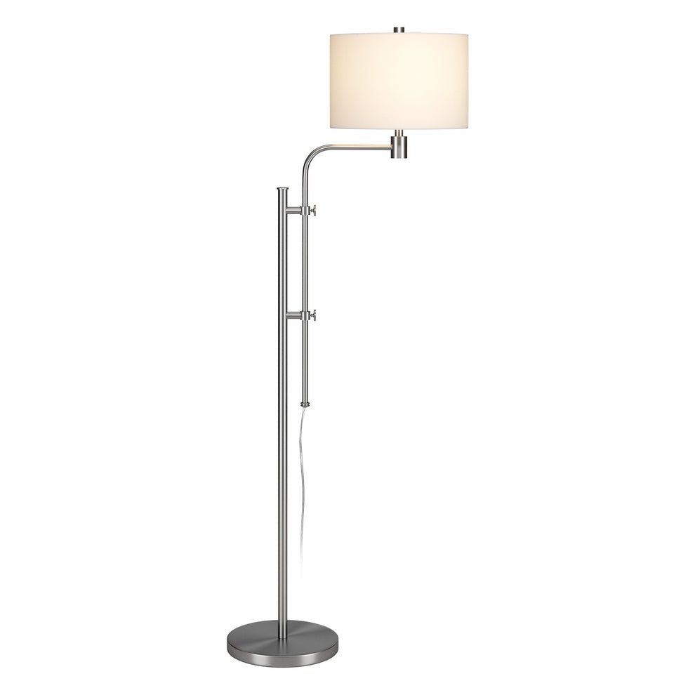 Nickel Adjustable Traditional Shaped Floor Lamp With White Frosted Glass Drum Shade By Homeroots | Floor Lamps | Modishstore - 7