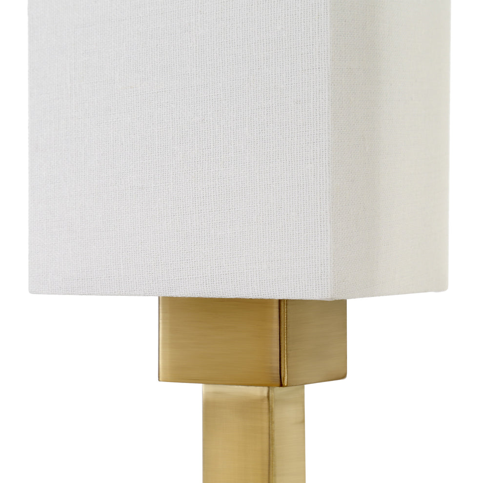 Brass Three Light Torchiere Floor Lamp With White Frosted Glass Rectangular Shade By Homeroots | Floor Lamps | Modishstore - 4