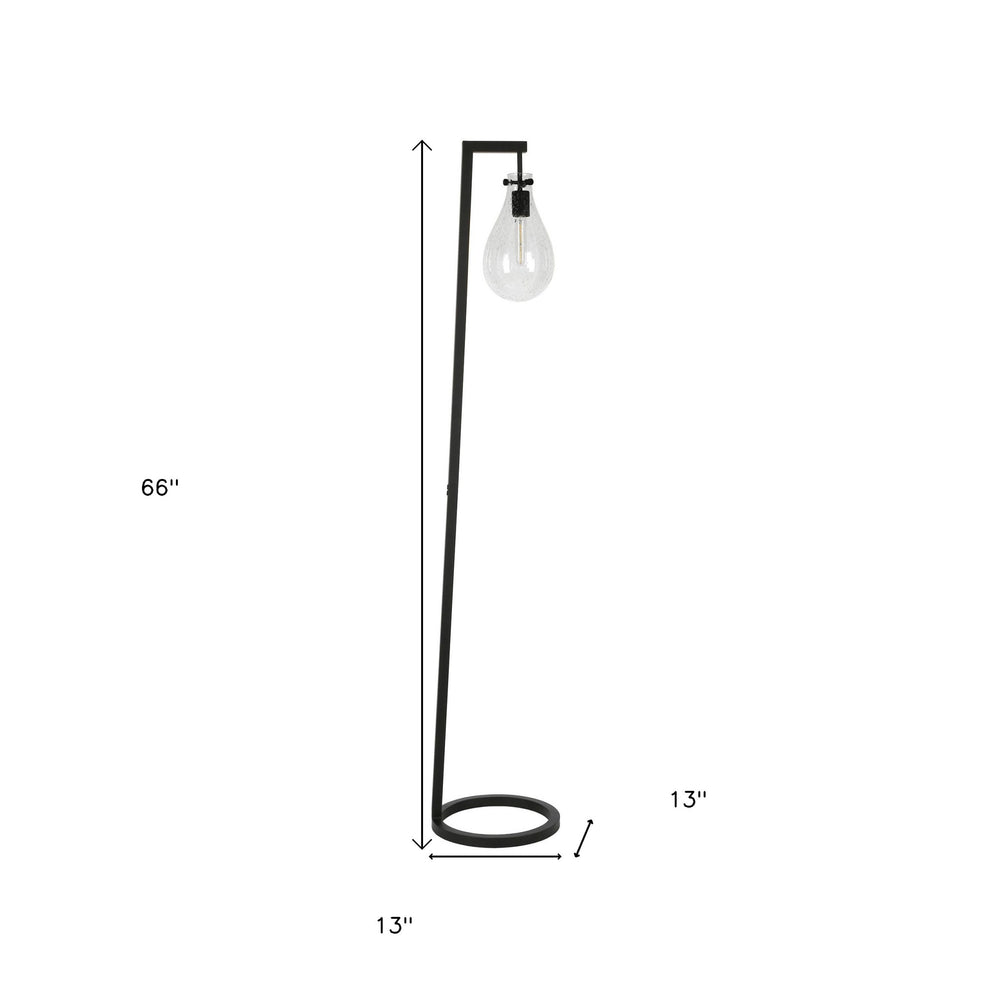 Black Reading Floor Lamp With Clear Seeded Glass Empire Shade By Homeroots | Floor Lamps | Modishstore - 6