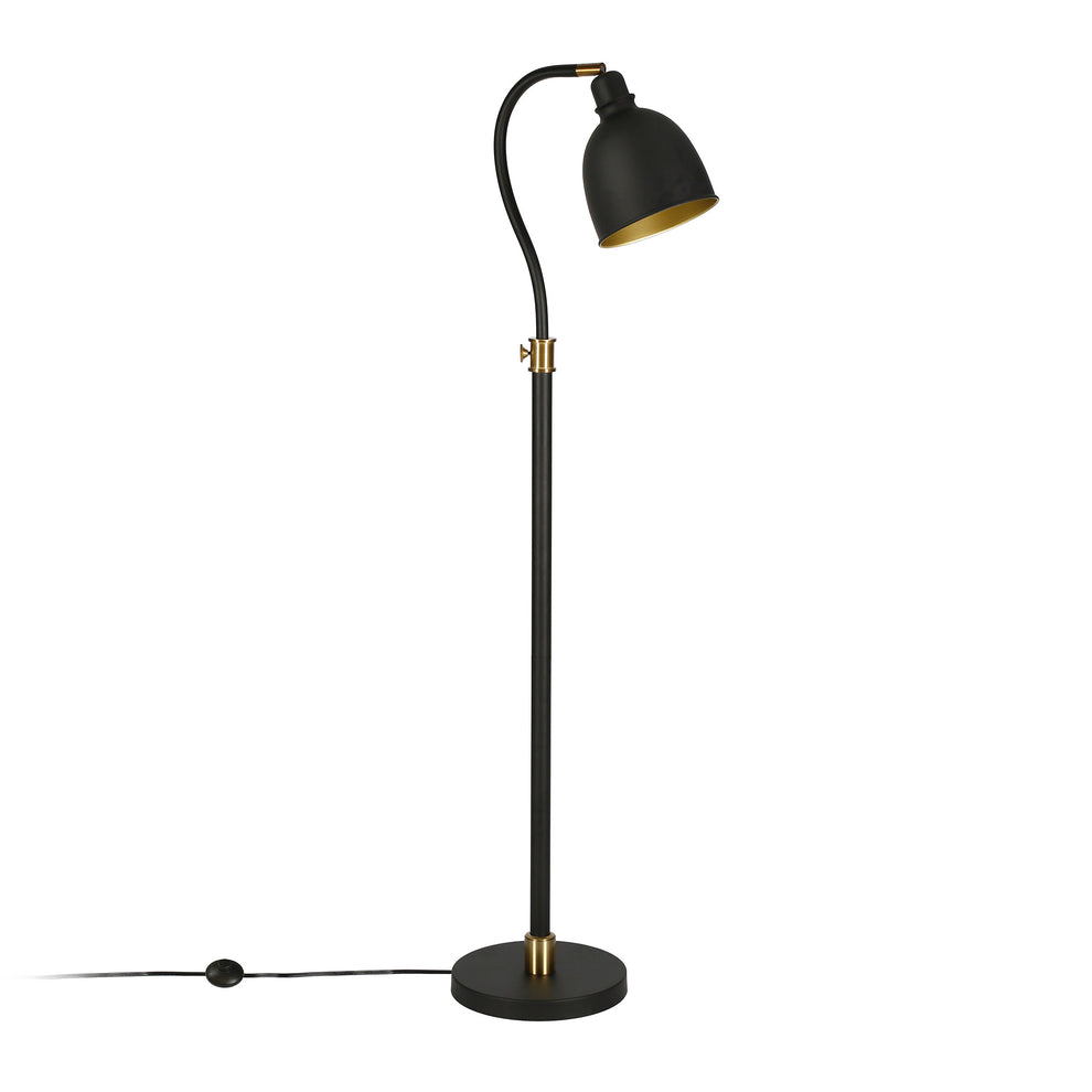 Black Adjustable Reading Floor Lamp With Black Dome Shade By Homeroots | Floor Lamps | Modishstore - 7