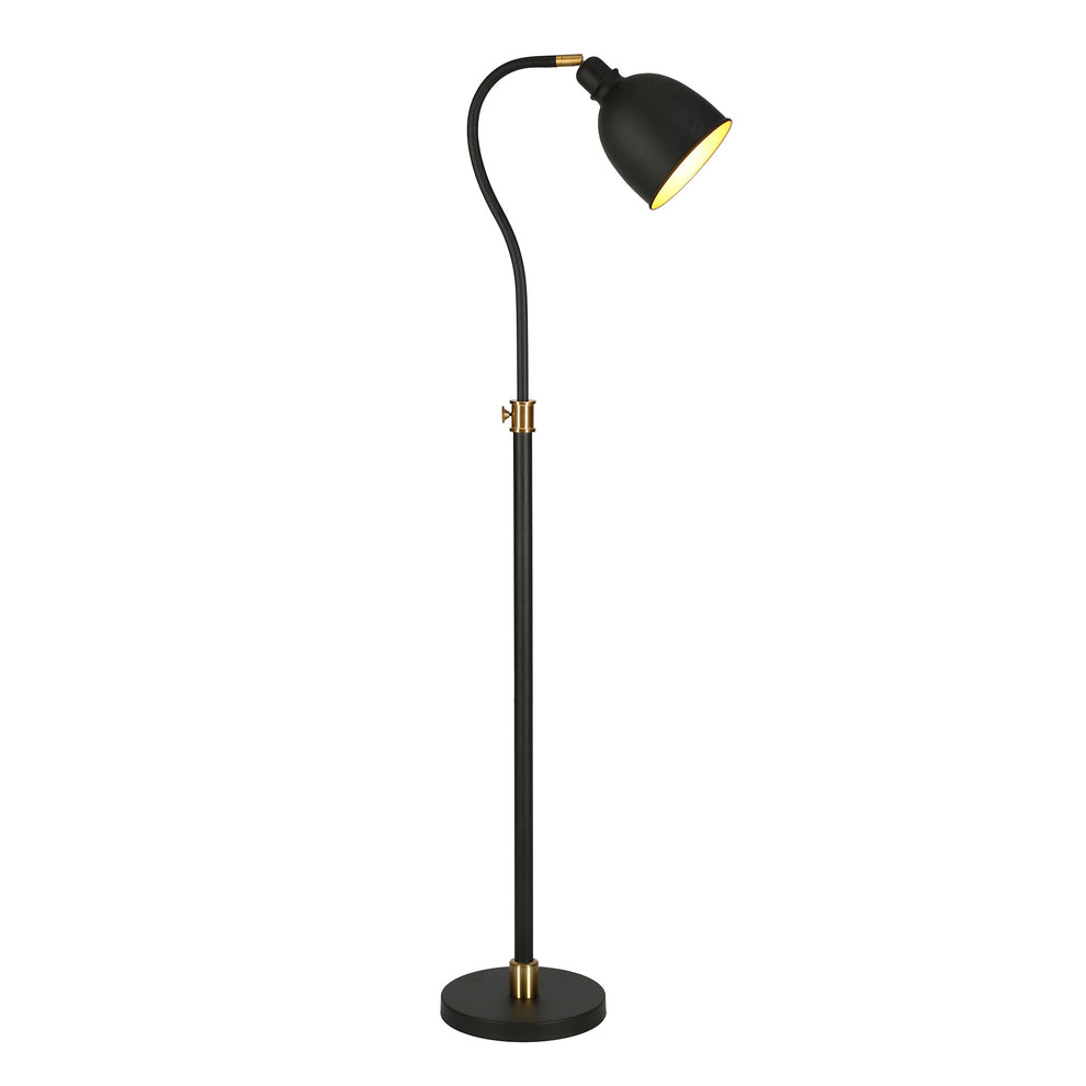 Black Adjustable Reading Floor Lamp With Black Dome Shade By Homeroots | Floor Lamps | Modishstore - 4