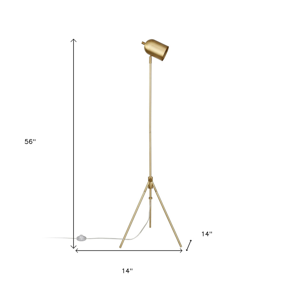 Brass Tripod Floor Lamp With Brass Dome Shade By Homeroots | Floor Lamps | Modishstore - 8