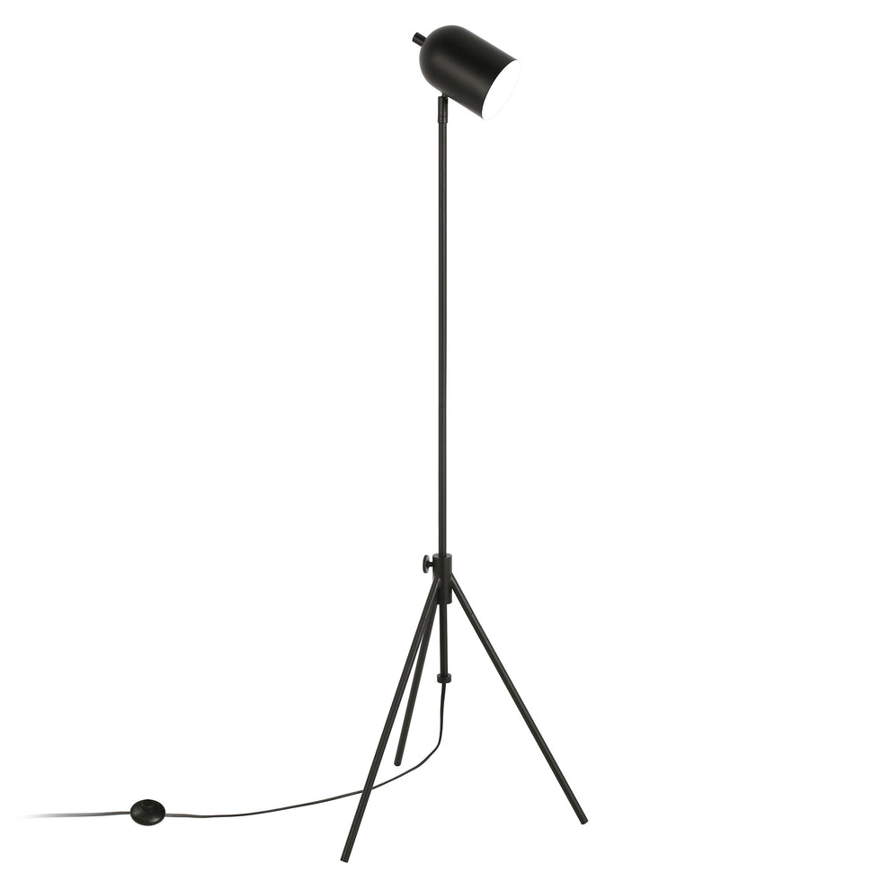 Black Adjustable Tripod Floor Lamp With Black Metal Cylinder Shade By Homeroots | Floor Lamps | Modishstore - 2