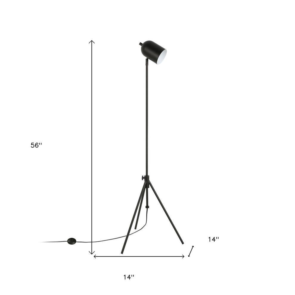 Black Adjustable Tripod Floor Lamp With Black Metal Cylinder Shade By Homeroots | Floor Lamps | Modishstore - 7