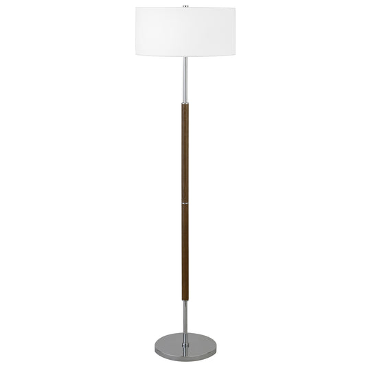 Nickel Two Light Floor Lamp With White Frosted Glass Drum Shade By Homeroots | Floor Lamps | Modishstore - 1