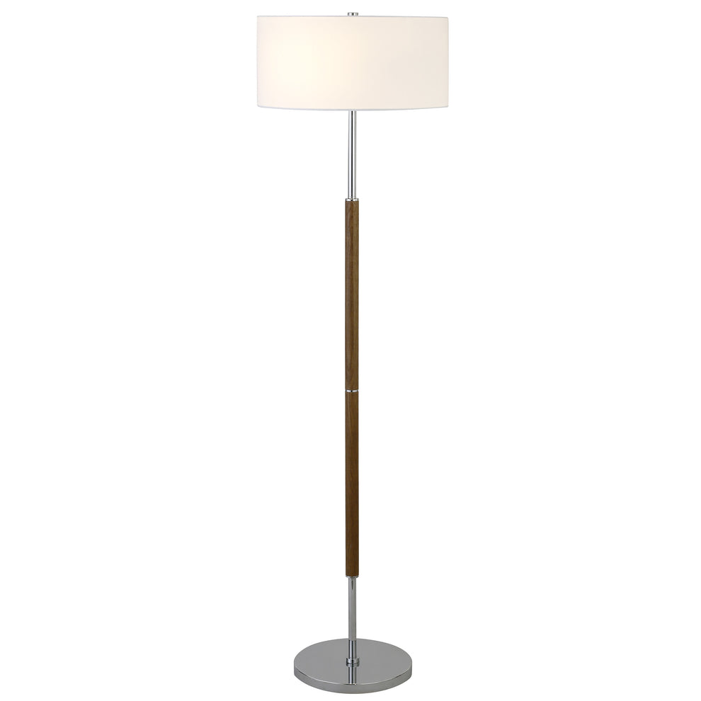Nickel Two Light Floor Lamp With White Frosted Glass Drum Shade By Homeroots | Floor Lamps | Modishstore - 7