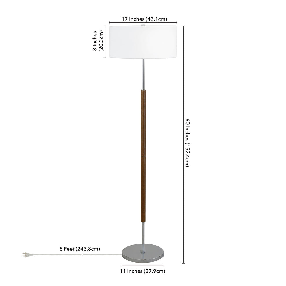 Nickel Two Light Floor Lamp With White Frosted Glass Drum Shade By Homeroots | Floor Lamps | Modishstore - 6