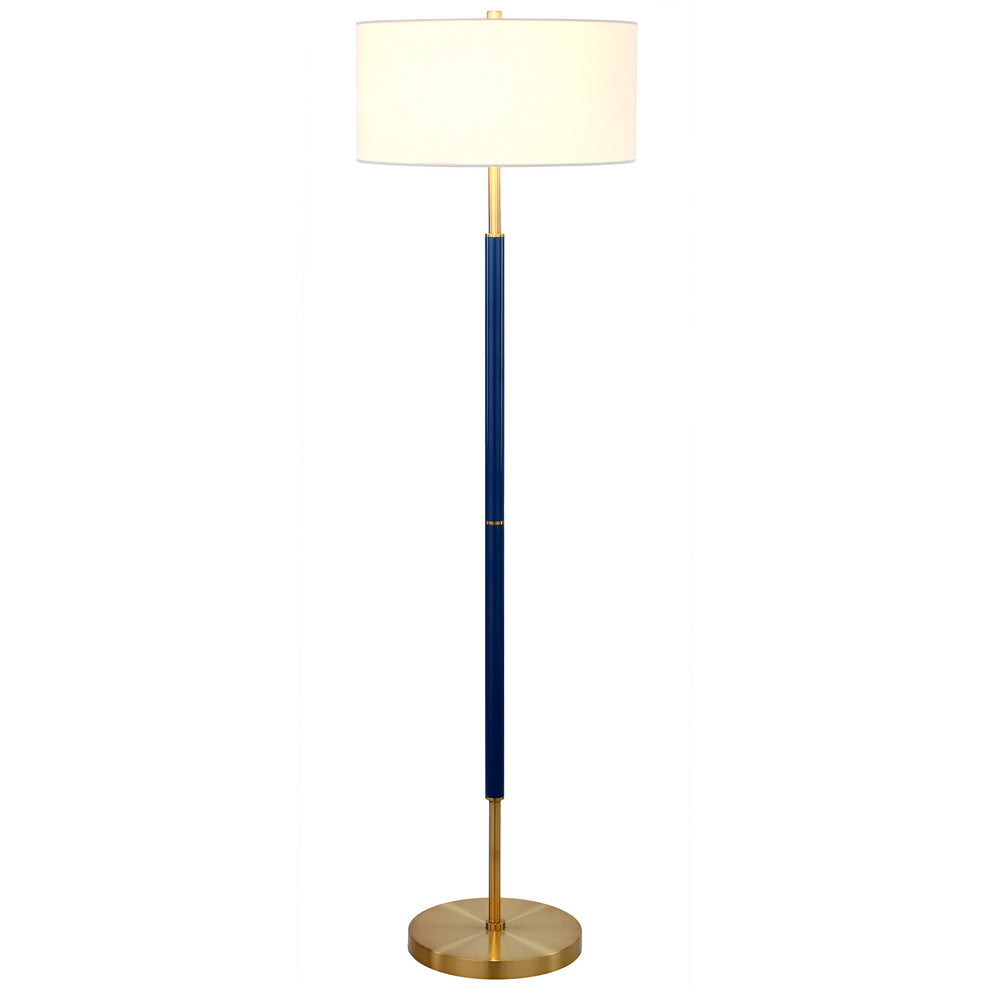 Brass Two Light Floor Lamp With White Frosted Glass Drum Shade By Homeroots | Floor Lamps | Modishstore - 8