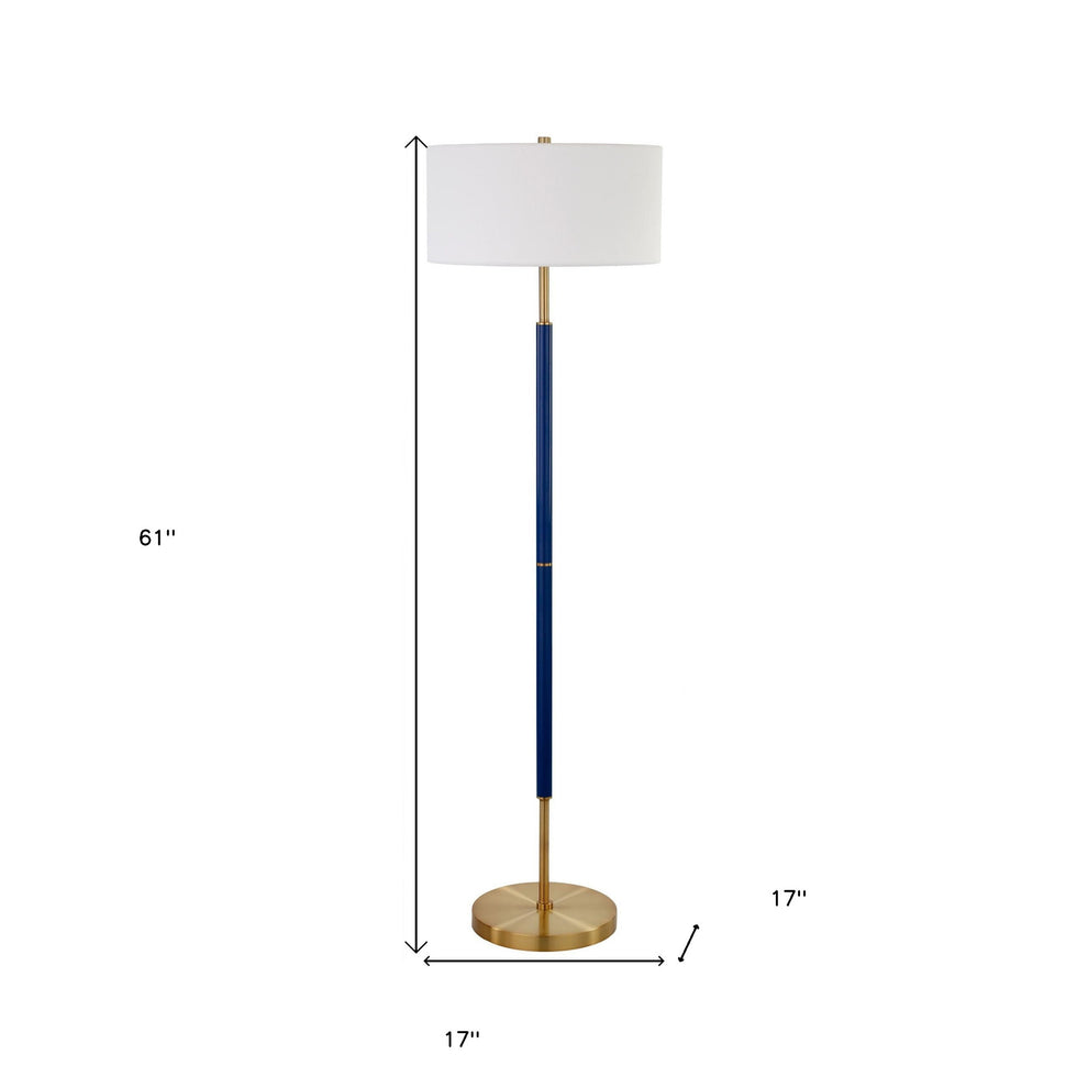 Brass Two Light Floor Lamp With White Frosted Glass Drum Shade By Homeroots | Floor Lamps | Modishstore - 4