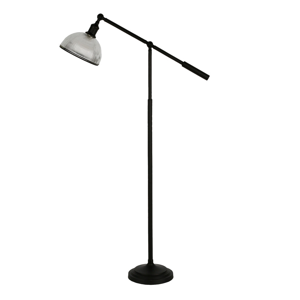 Black Swing Arm Floor Lamp With Clear Glass Dome Shade By Homeroots | Floor Lamps | Modishstore - 2