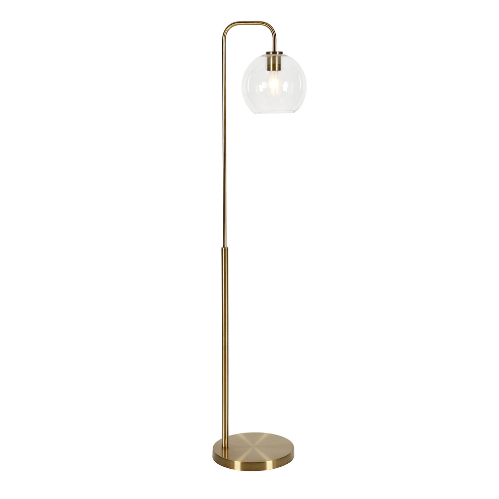 Brass Arched Floor Lamp With Clear Transparent Glass Globe Shade By Homeroots | Floor Lamps | Modishstore - 2