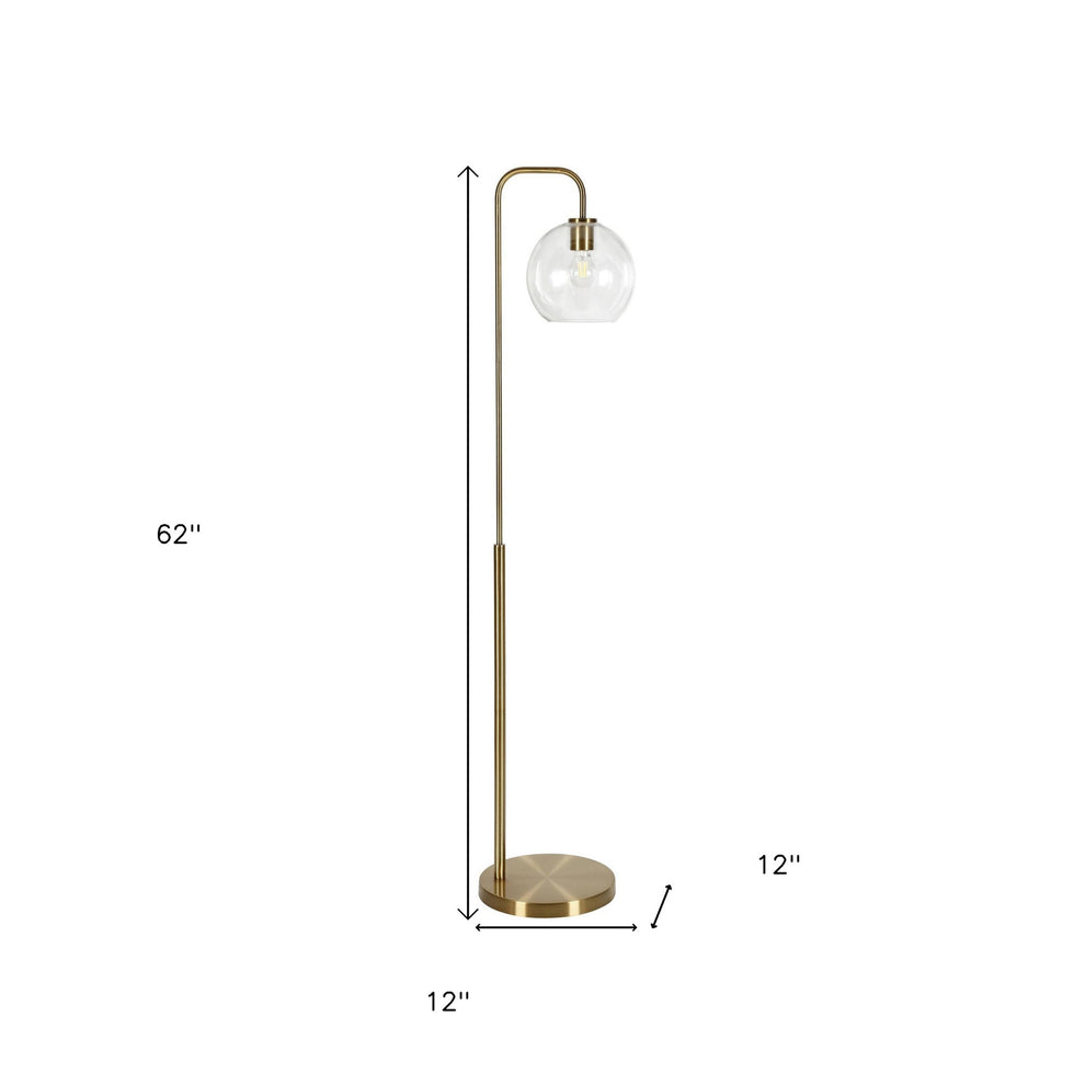 Brass Arched Floor Lamp With Clear Transparent Glass Globe Shade By Homeroots | Floor Lamps | Modishstore - 7