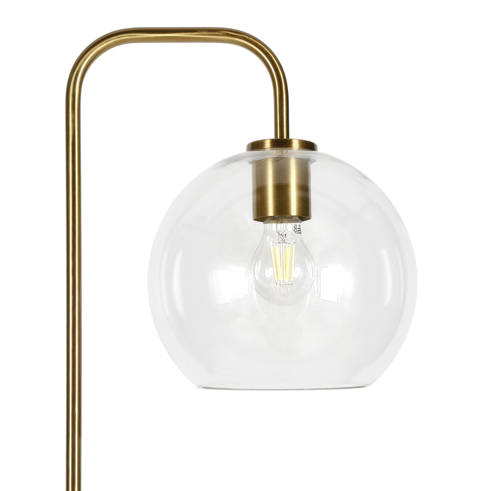 Brass Arched Floor Lamp With Clear Transparent Glass Globe Shade By Homeroots | Floor Lamps | Modishstore - 4