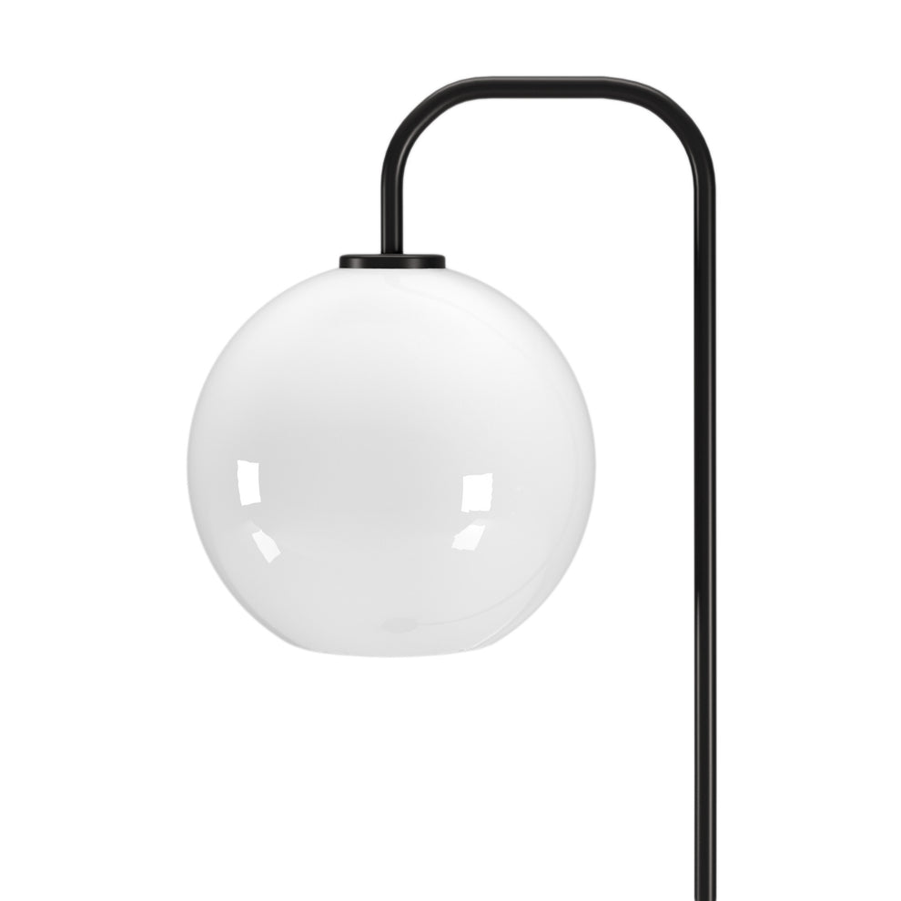 Black Arched Floor Lamp With White Frosted Glass Globe Shade By Homeroots | Floor Lamps | Modishstore - 4
