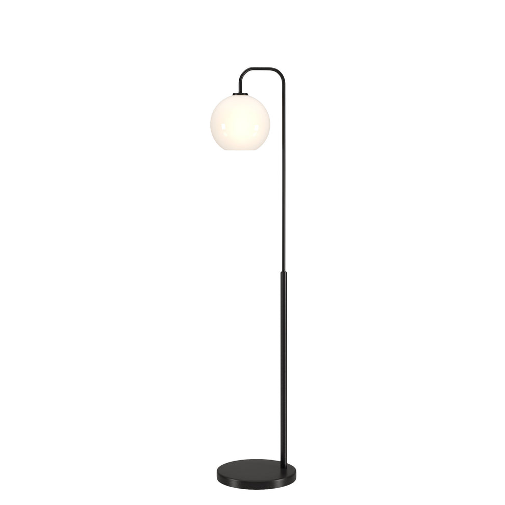 Black Arched Floor Lamp With White Frosted Glass Globe Shade By Homeroots | Floor Lamps | Modishstore - 2