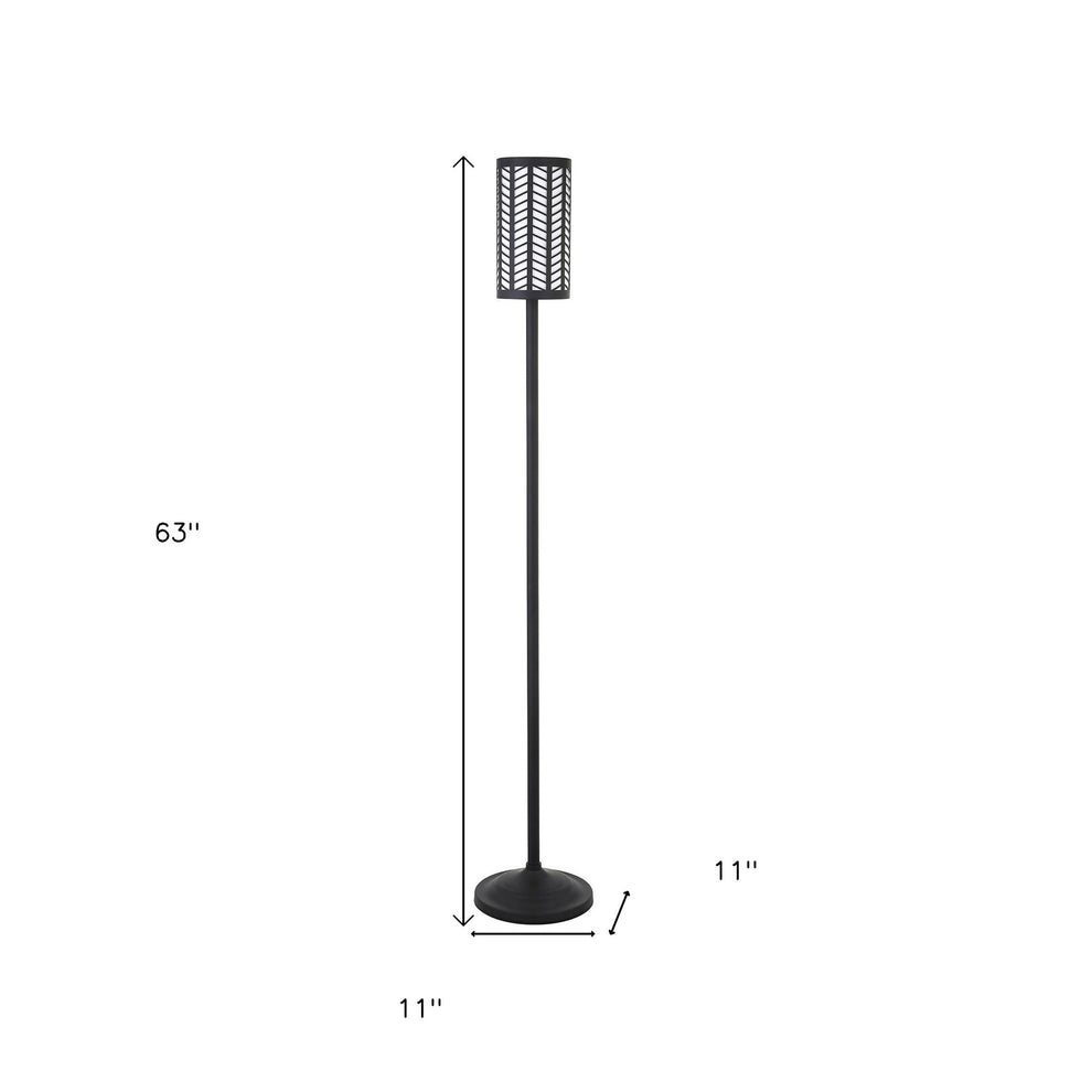 Black Torchiere Floor Lamp With Black Drum Shade By Homeroots | Floor Lamps | Modishstore - 7