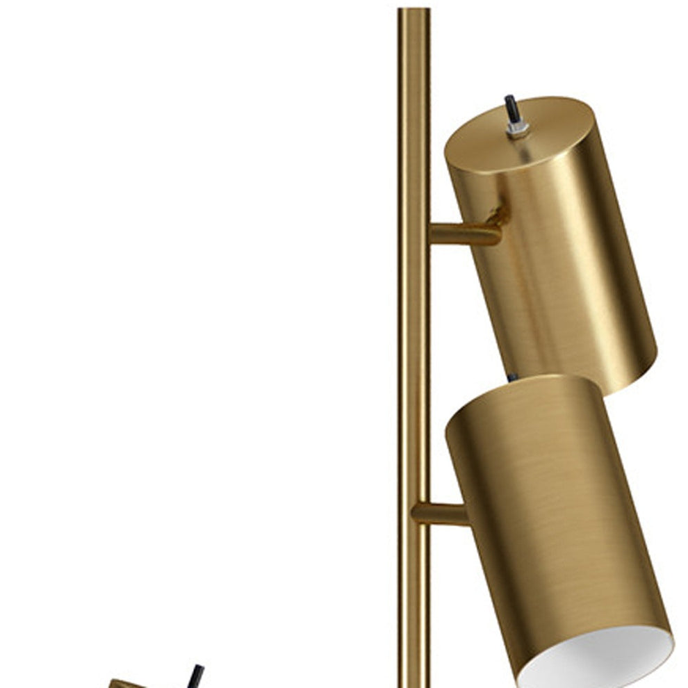 Brass Three Light Tree Floor Lamp With Brass Metal Cylinder Shade By Homeroots | Floor Lamps | Modishstore - 6