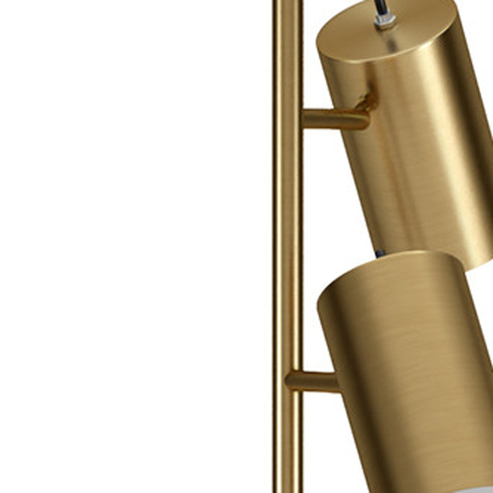 Brass Three Light Tree Floor Lamp With Brass Metal Cylinder Shade By Homeroots | Floor Lamps | Modishstore - 5