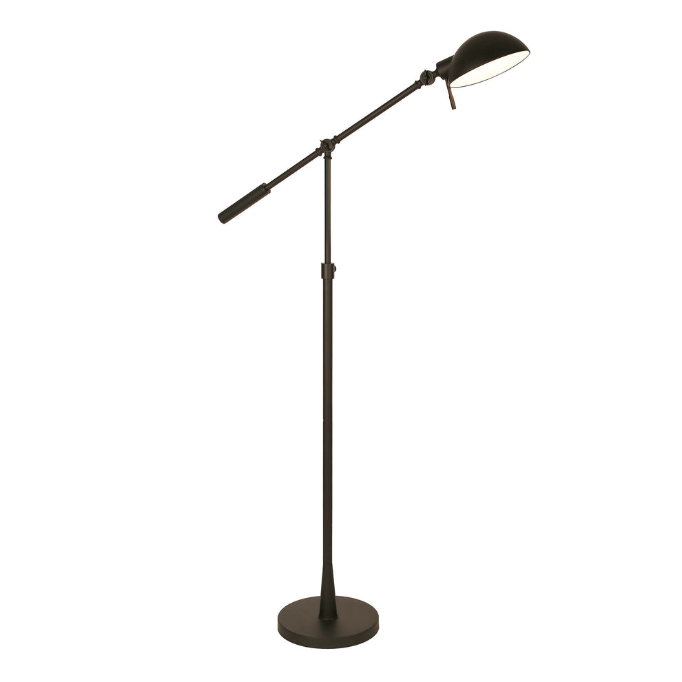 Black Adjustable Swing Arm Floor Lamp With Black Cone Shade By Homeroots | Floor Lamps | Modishstore - 2