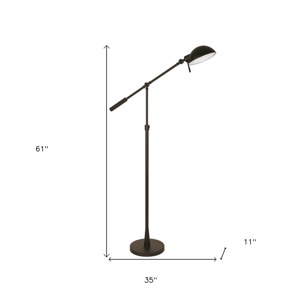 Black Adjustable Swing Arm Floor Lamp With Black Cone Shade By Homeroots | Floor Lamps | Modishstore - 7