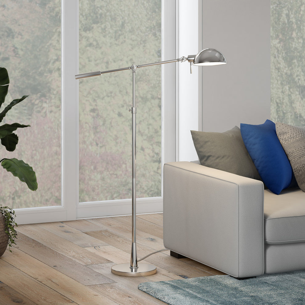 Nickel Adjustable Swing Arm Floor Lamp With Nickel No Pattern Cone Shade By Homeroots | Floor Lamps | Modishstore - 6