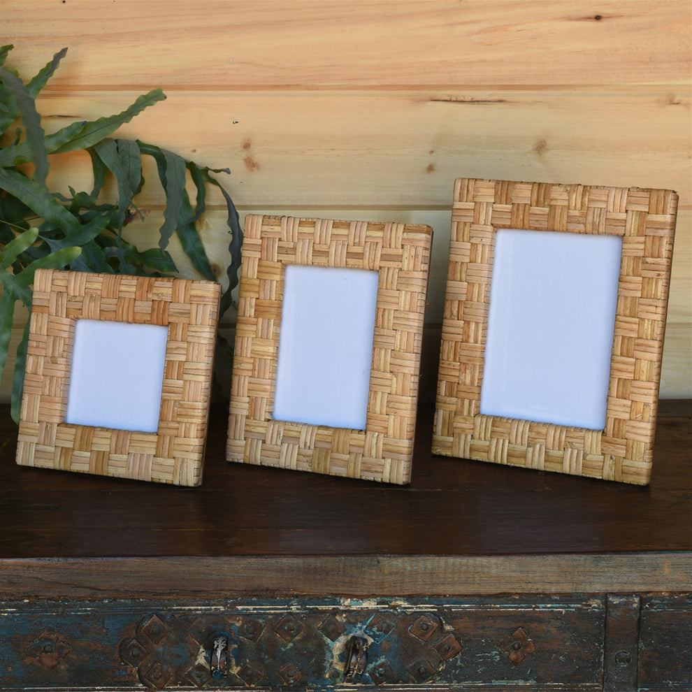 Cayman Frame, Rattan - 5x7 - Natural Set Of 4 By HomArt | Frames | Modishstore - 5