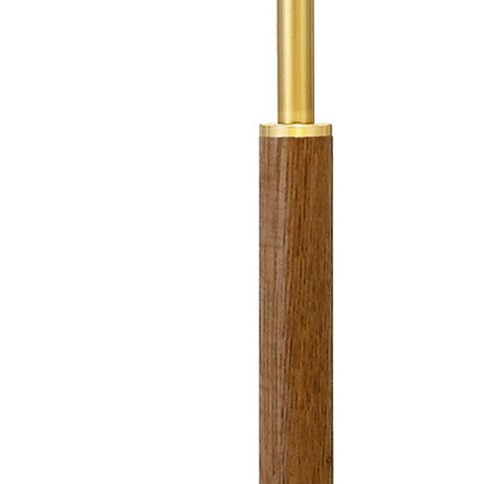 Gold and Oak Metal Two Light Table Lamp With White Drum Shade By Homeroots | Table Lamps | Modishstore - 4