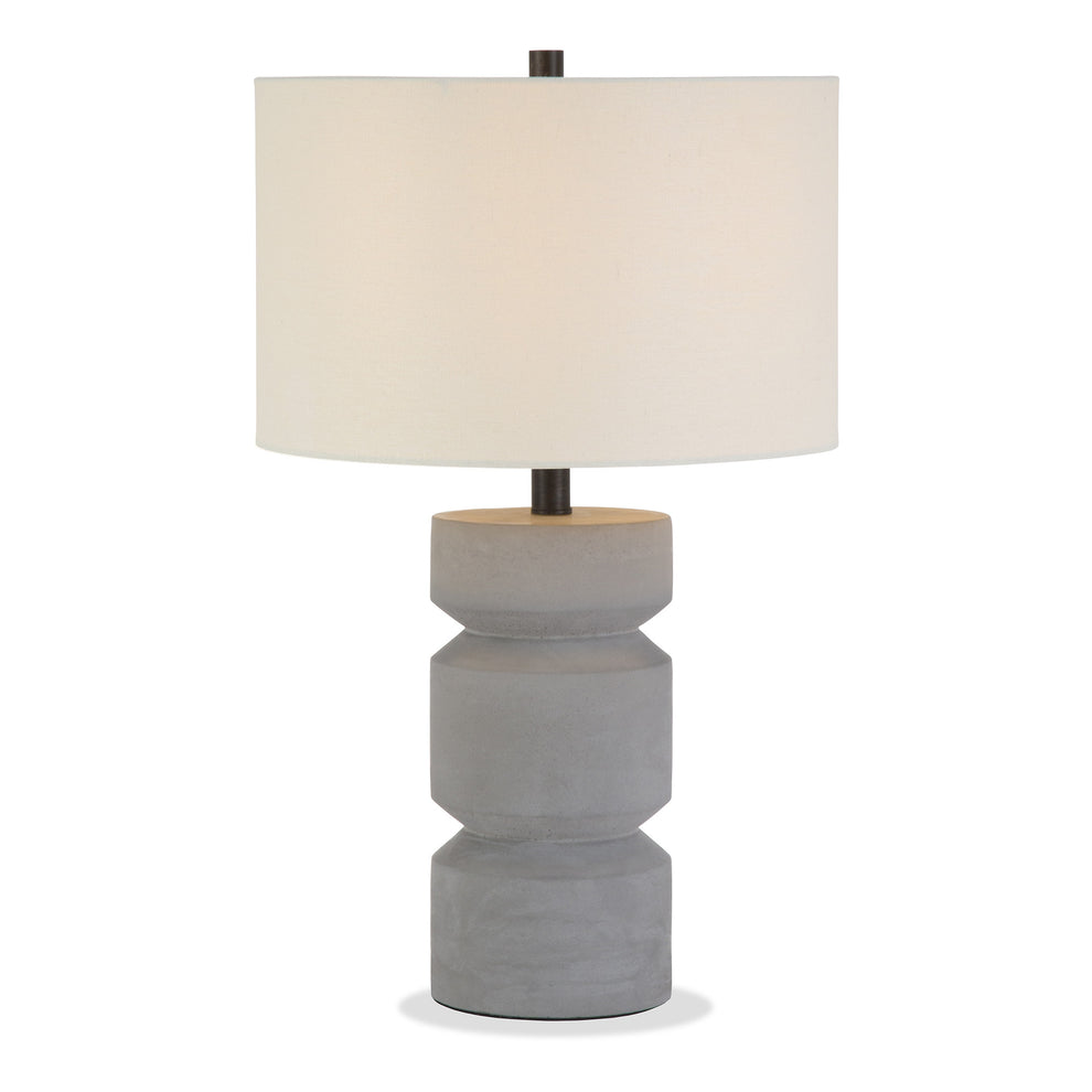 Gray Concrete Faceted Column Table Lamp With White Drum Shade By Homeroots | Table Lamps | Modishstore - 2