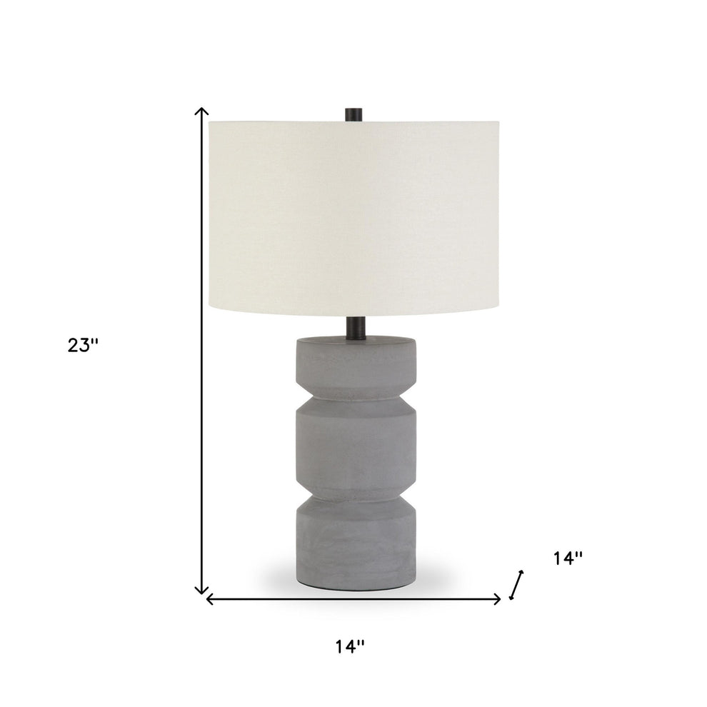 Gray Concrete Faceted Column Table Lamp With White Drum Shade By Homeroots | Table Lamps | Modishstore - 6