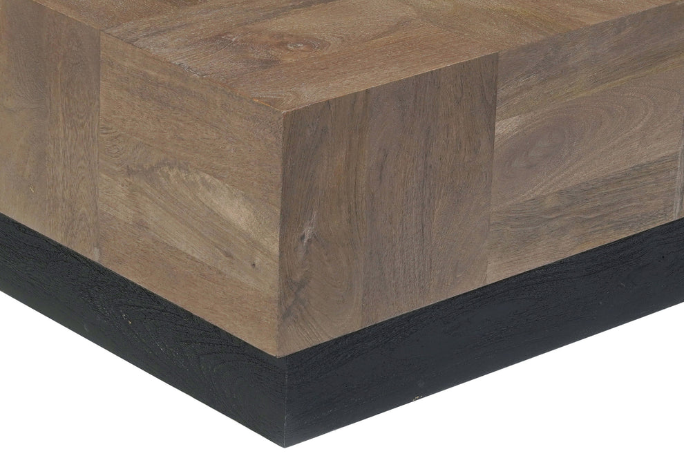 Dark Brown and Black Solid Wood Square Block Coffee Table By Homeroots | Coffee Tables | Modishstore - 5