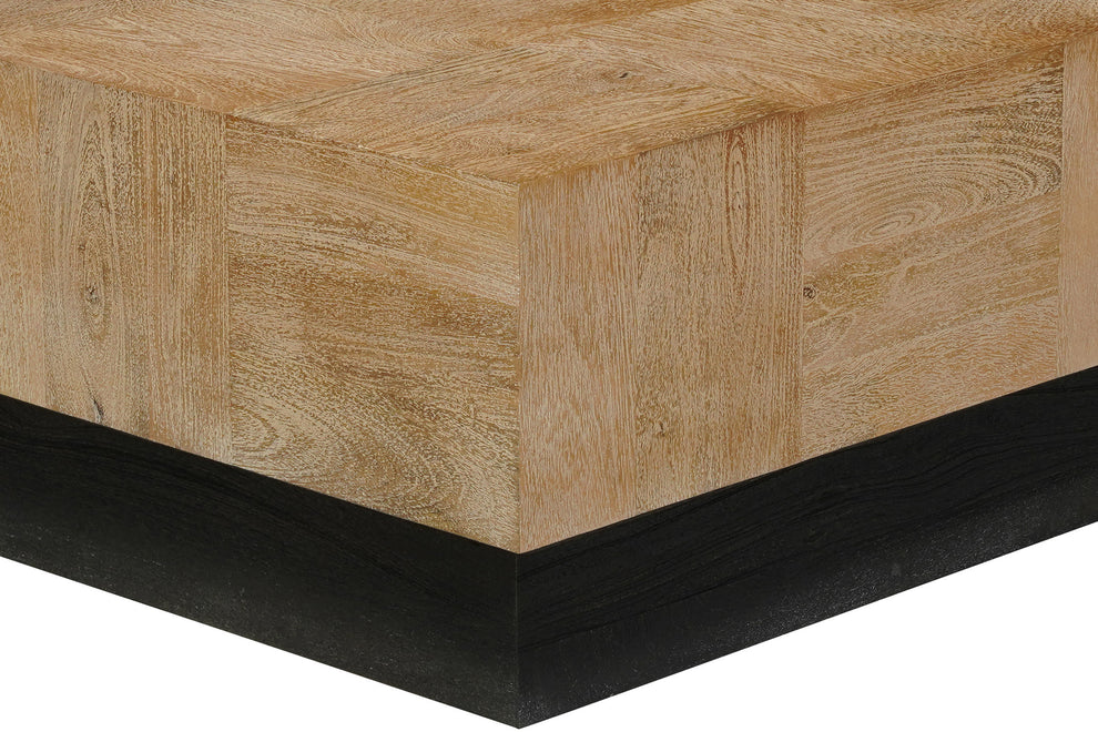 Brown and Black Solid Wood Square Block Coffee Table By Homeroots | Coffee Tables | Modishstore - 6