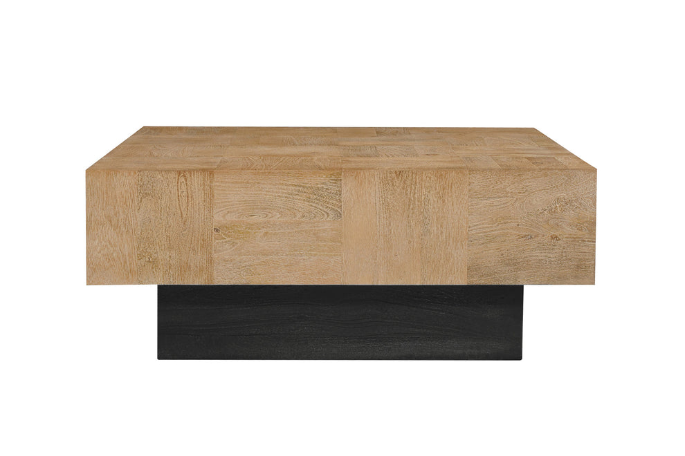 Brown and Black Solid Wood Square Block Coffee Table By Homeroots | Coffee Tables | Modishstore - 2
