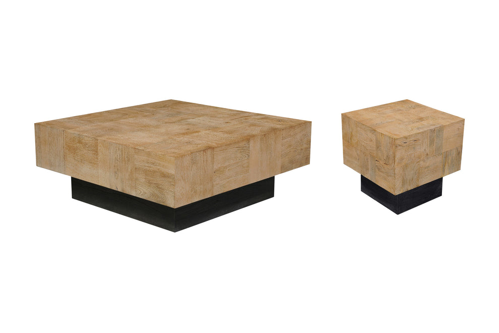 Brown and Black Solid Wood Square Block Coffee Table By Homeroots | Coffee Tables | Modishstore - 5